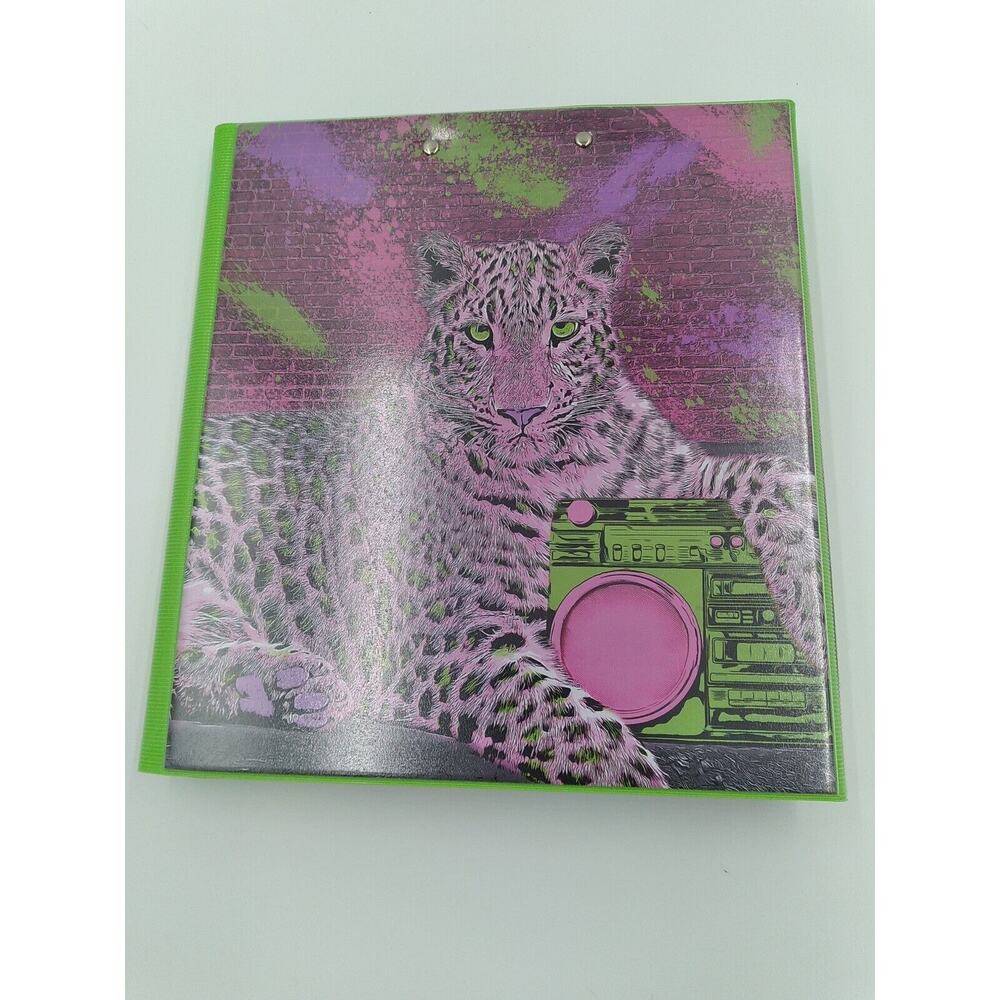 Trapper Keeper ~ Binder Portfolio Folder 2021 Mead Retro Leopard Boombox Purple - Picture 2 of 6